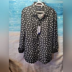 Silver Stone‎ Collection NWT Mens Button Down Shirt Floral Design Modern Fit